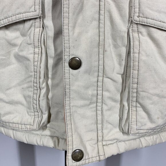 Wrangler Hero Men’s L Sherpa Lined Canvas Khaki Jacket Coat Distressed - Picture 6 of 16
